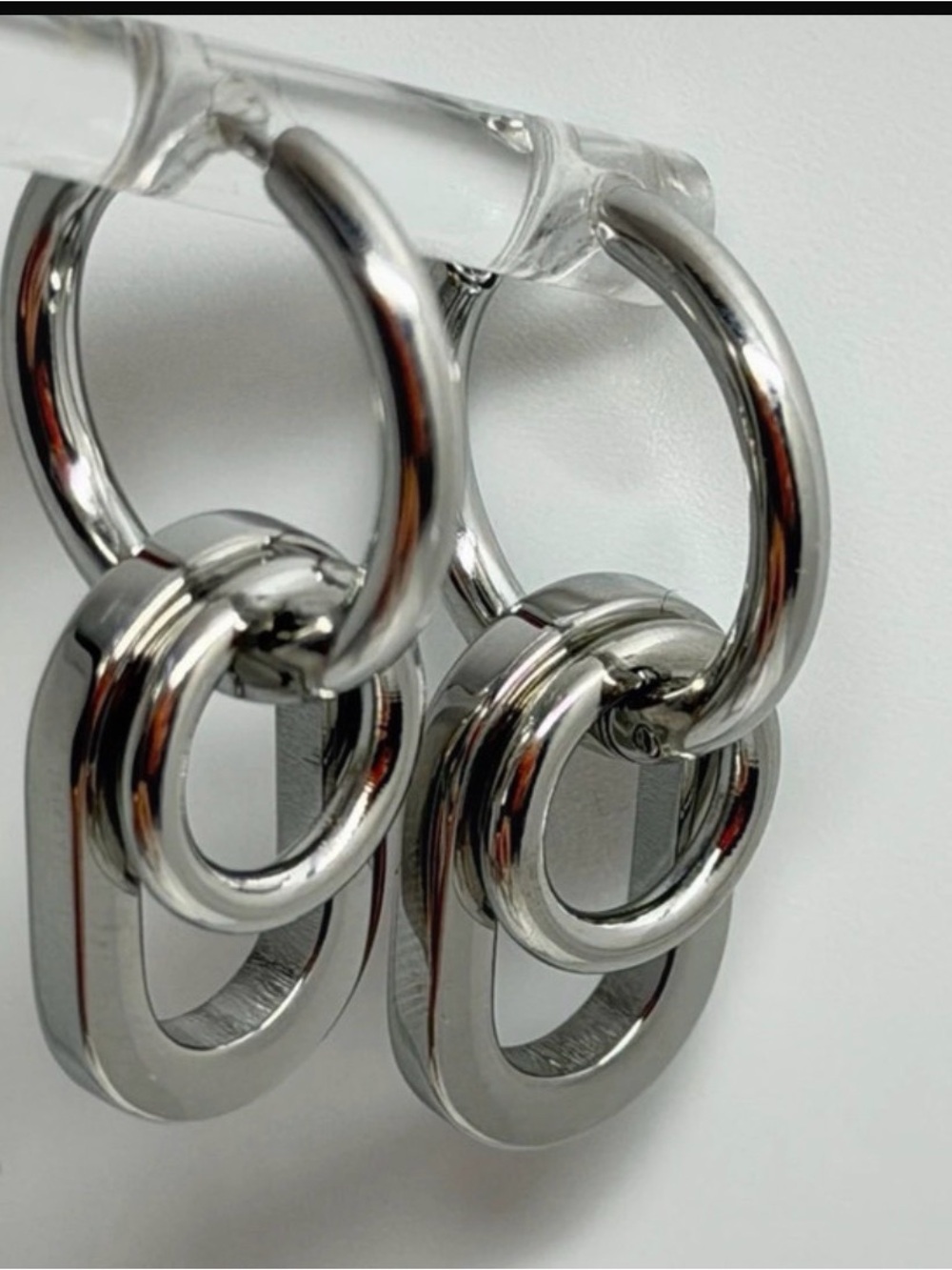 925 Silver plated Double Hoop Dangle Earrings